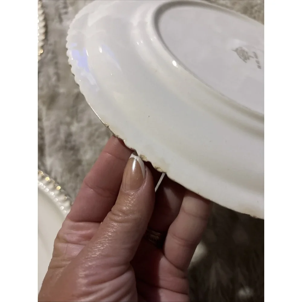 Harker Pottery Co. 22 kt gold  Wild Rose (Royal Gadroon) Dinner Plate Lot Of 6